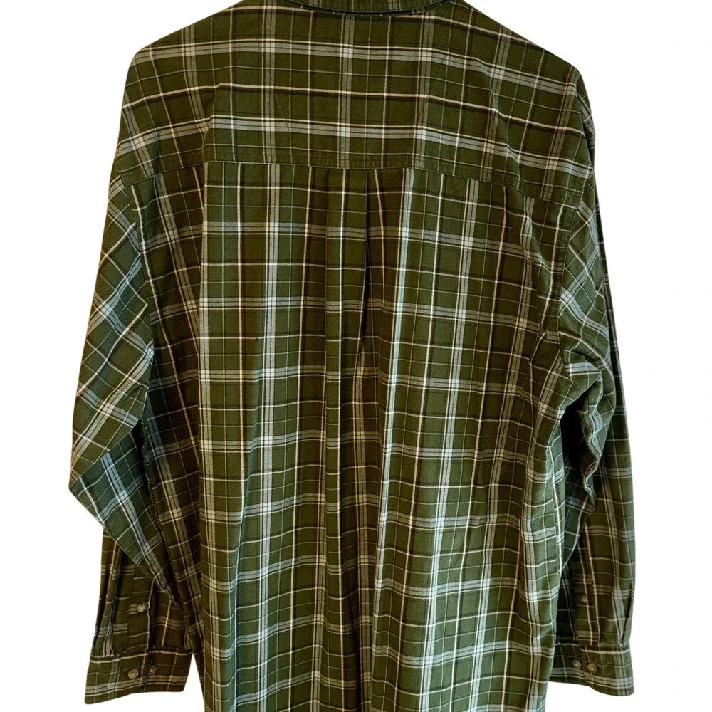 Wrangler Rugged Wear Mens XL Green Plaid Long Sleeve Button Down Shirt WGGH50694